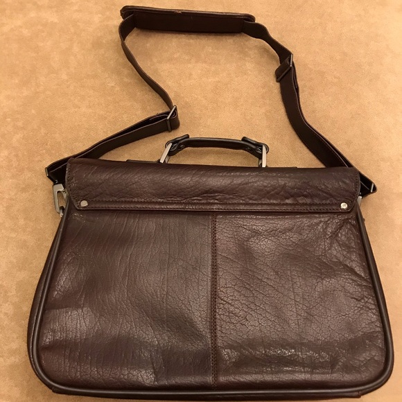 Kenneth Cole Leather Briefcase with Strap - Picture 2 of 4